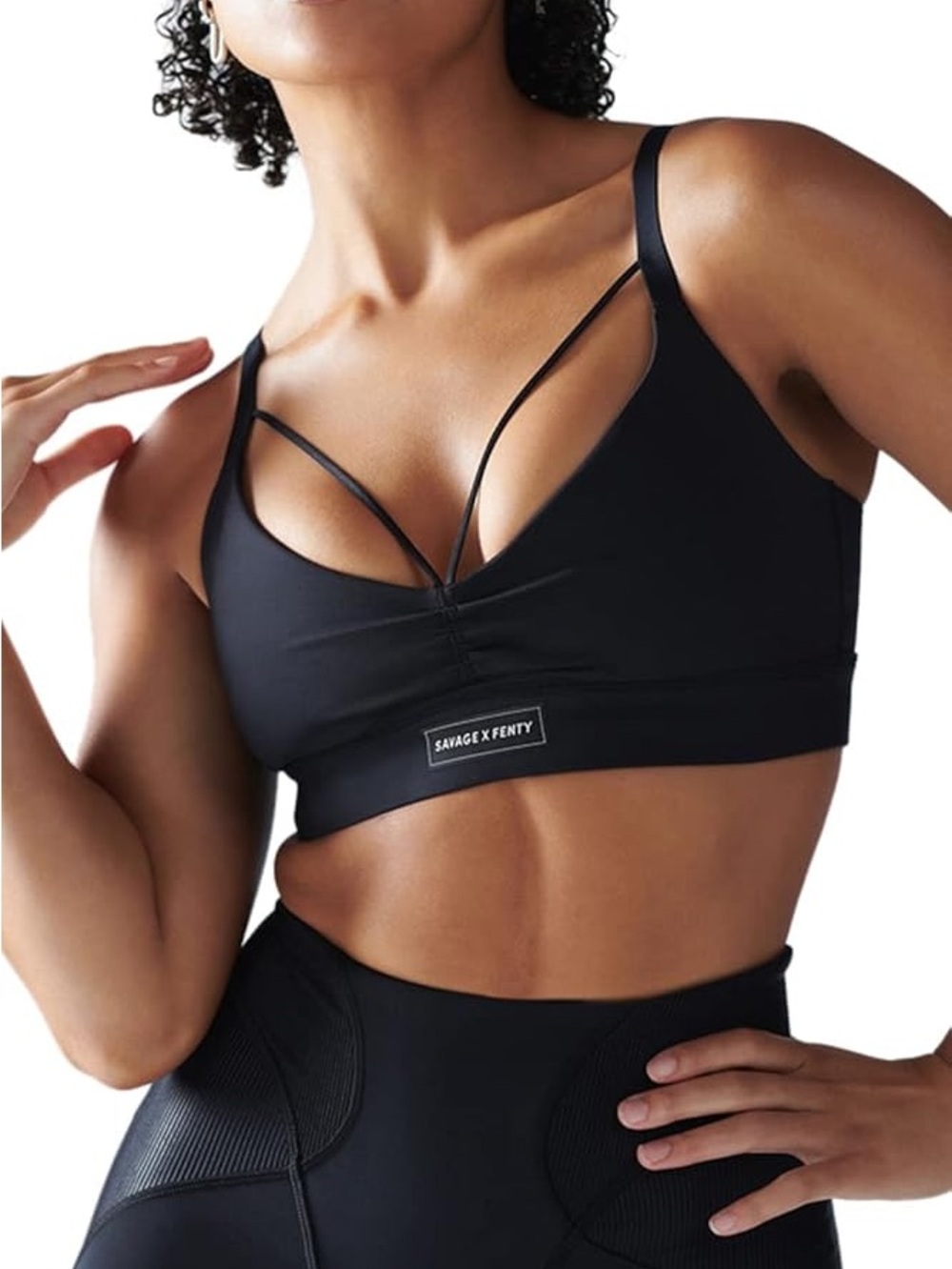 Savage X Fenty Black Strappy Wireless Sports Bra